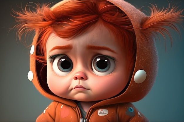 A cartoon character with a sad expression