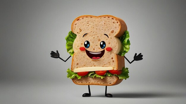 Photo a cartoon character with a sandwich on his face and hands on the face