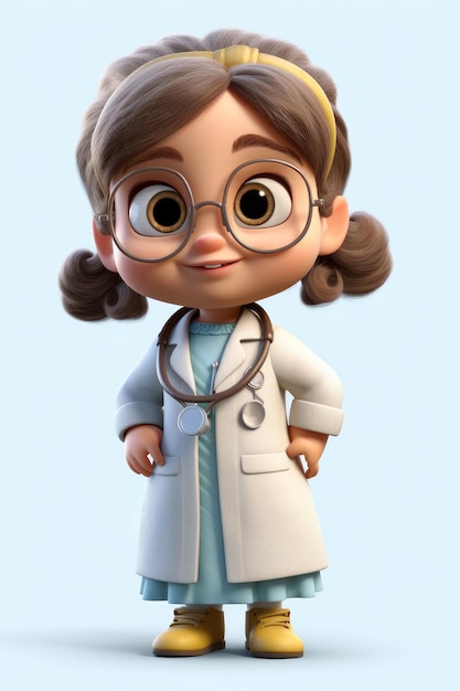 A cartoon character with a stethoscope around her neck.