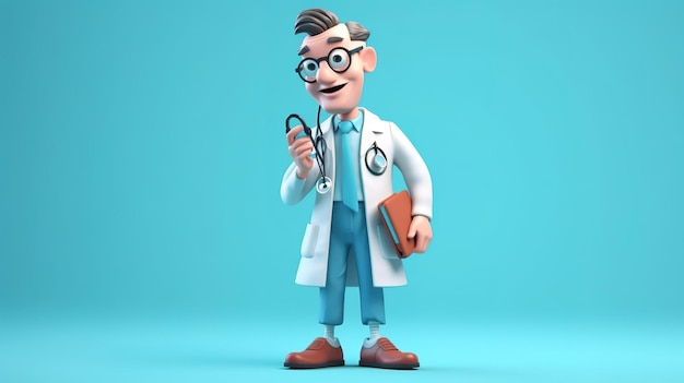 A cartoon character with a stethoscope and a book