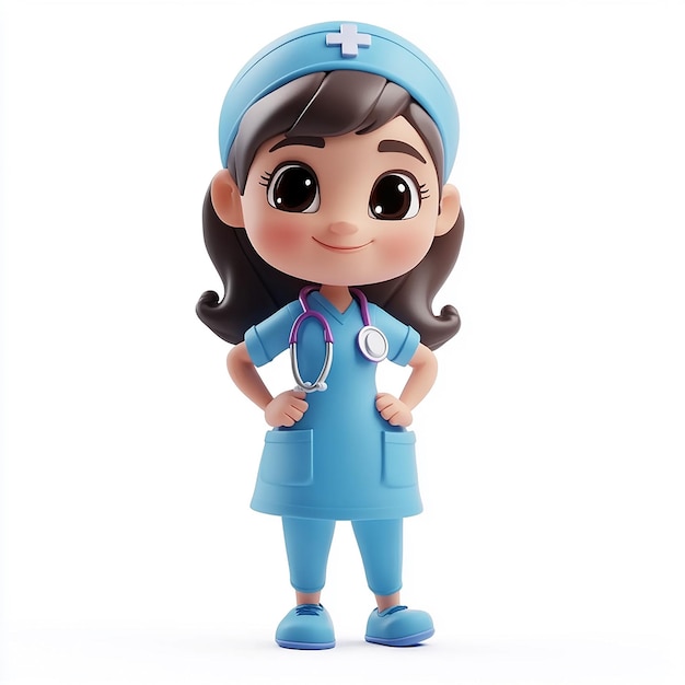 Photo a cartoon character with a stethoscope on her head