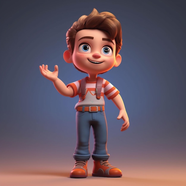 A cartoon character with a striped shirt that says " little boy ".