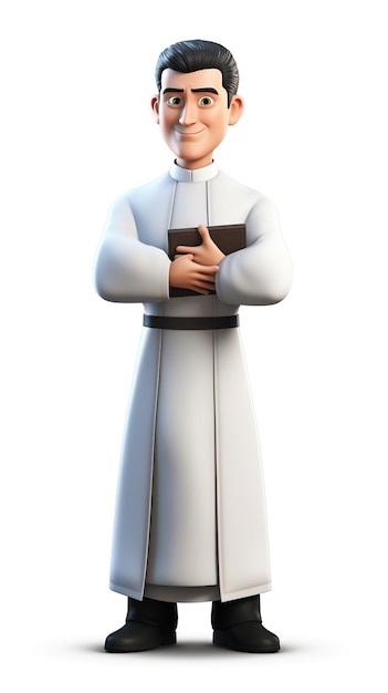 Photo a cartoon character with a white robe and a white robe that says'the priest '