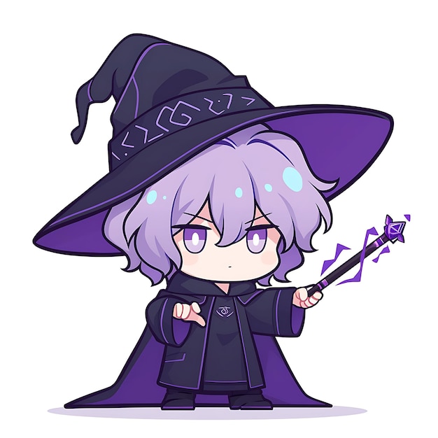 Photo a cartoon character with a witch hat and a magic wand