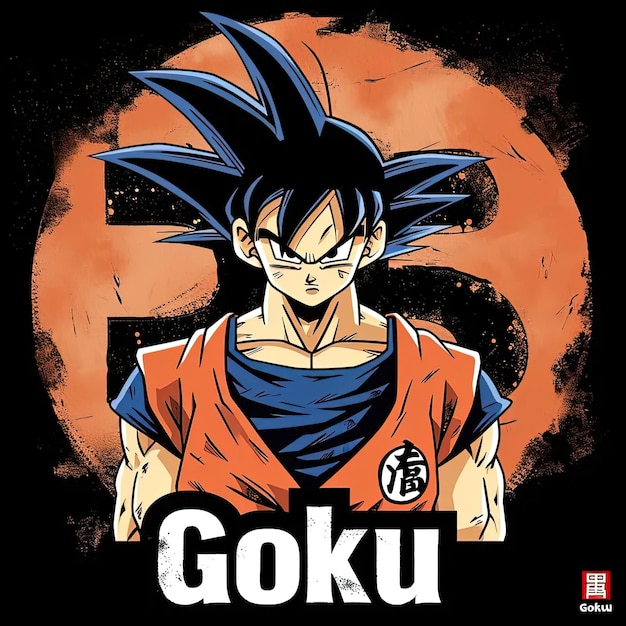 Photo a cartoon character with the words goku on it