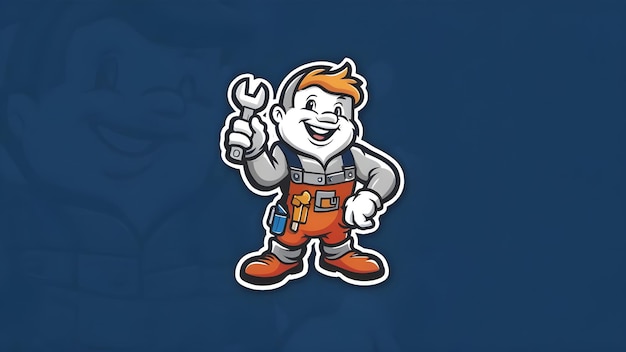 a cartoon character with a wrench on his head