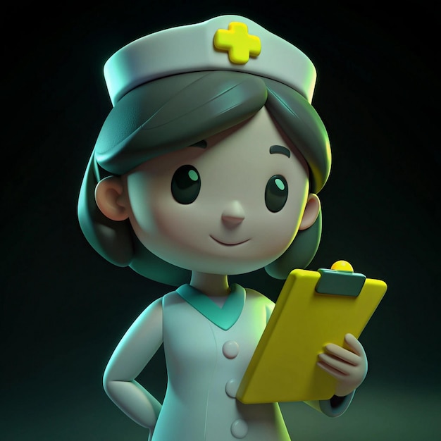 a cartoon character with a yellow folder in her hand