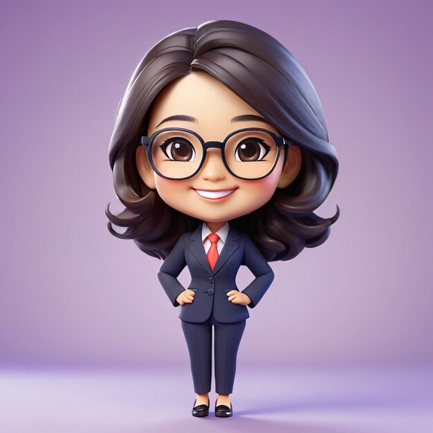 Photo a cartoon character of a woman wearing glasses and a suit with a tie