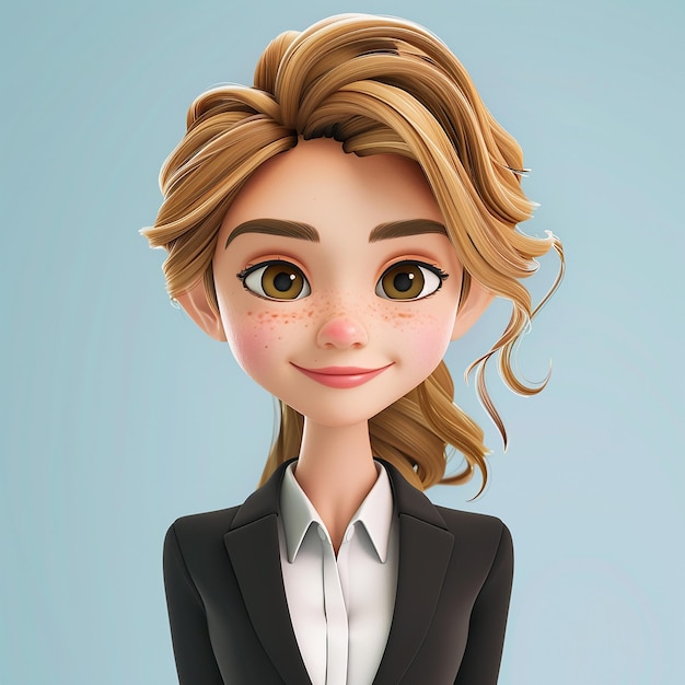 a cartoon character of a woman wearing a suit and a shirt with a white shirt and a button up shirt