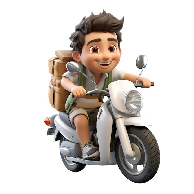 cartoon characters deliver packages on motorbikes