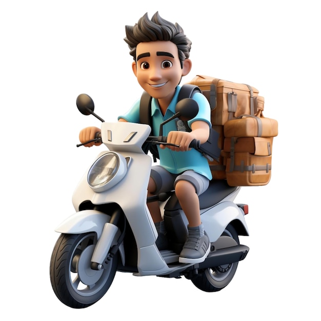 cartoon characters deliver packages on motorbikes