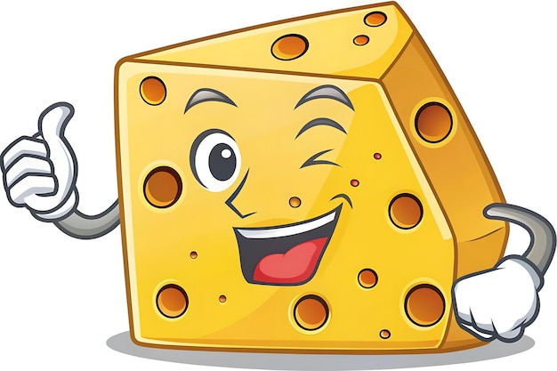 Photo a cartoon cheese with a smile on it and the word cheese on it