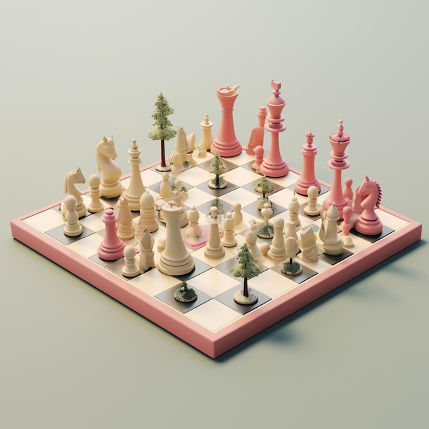 Cartoon Chess Set 3D