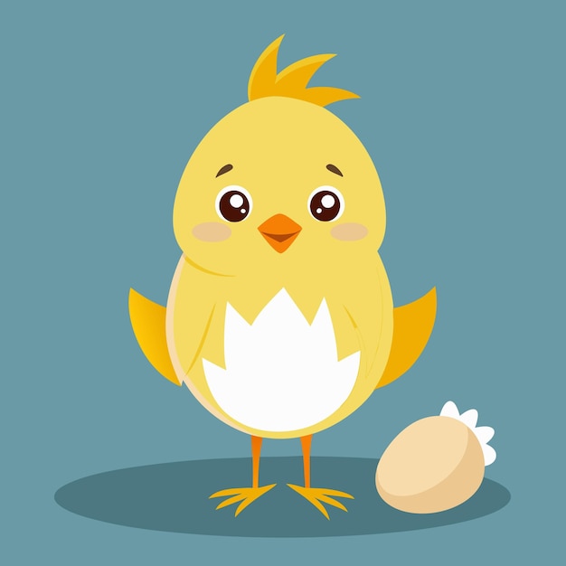 Photo cartoon chick cracked eggshell