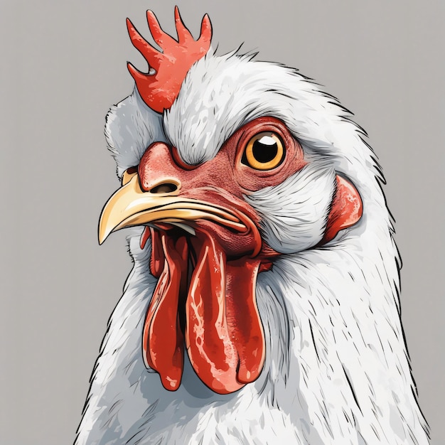 A Cartoon chicken white background