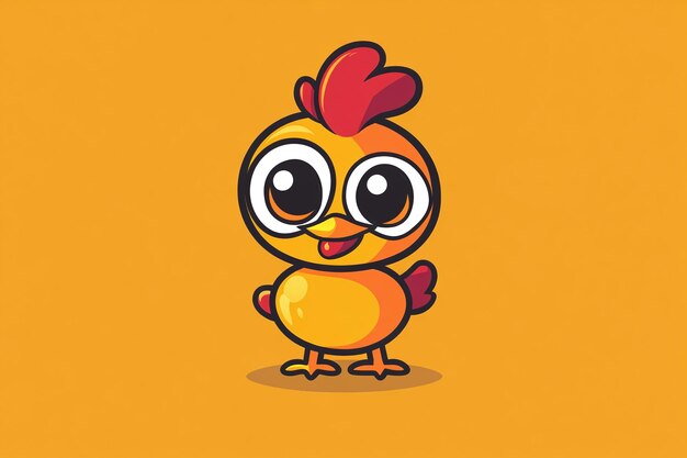 Photo a cartoon of a chicken with big eyes