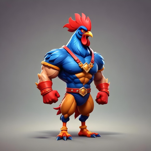 Photo a cartoon of a chicken with a red glove on his left hand