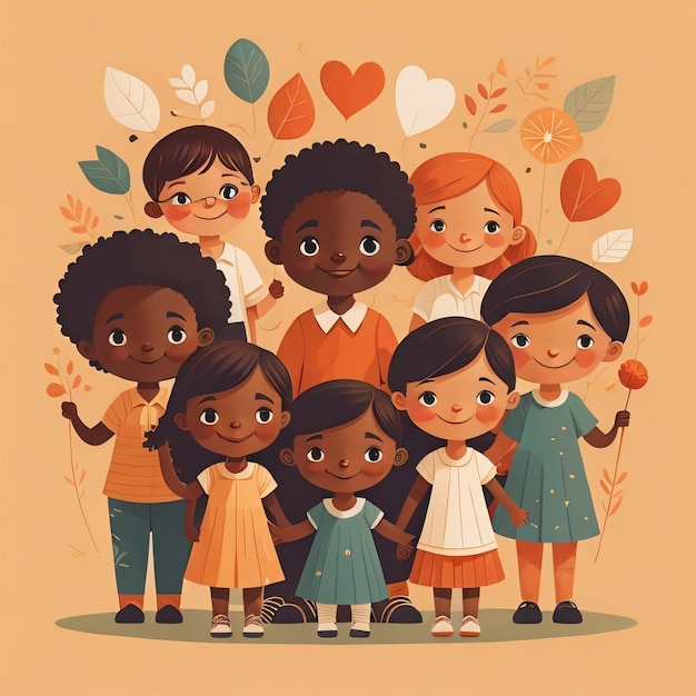 A cartoon of children with the word love on the front