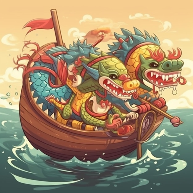 Cartoon chinese dragon boat festival 8