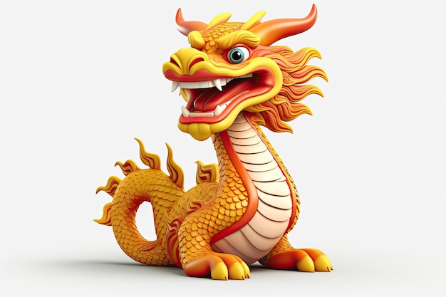 Cartoon Chinese dragon on white background