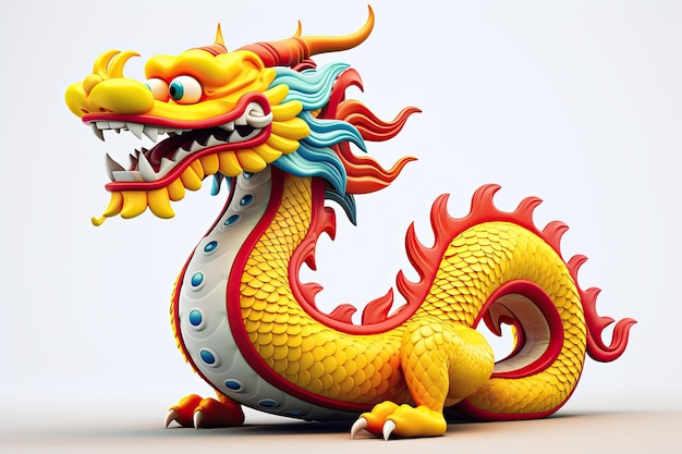 Cartoon Chinese dragon on white background