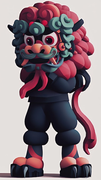 Cartoon Chinese Lion Dance Mascot