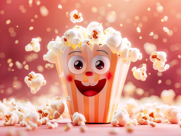 Photo cartoon cinema popcorn character