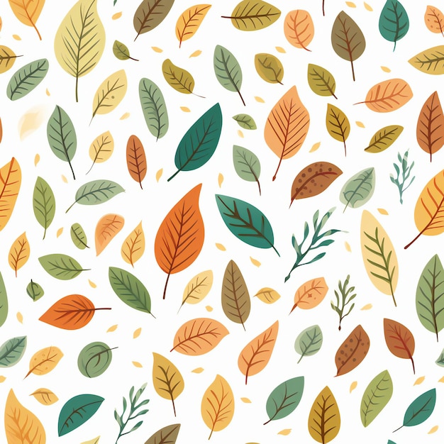 Cartoon clipart Leaves seamless pattern