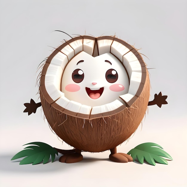 a cartoon coconut with a face and a coconut on the bottom