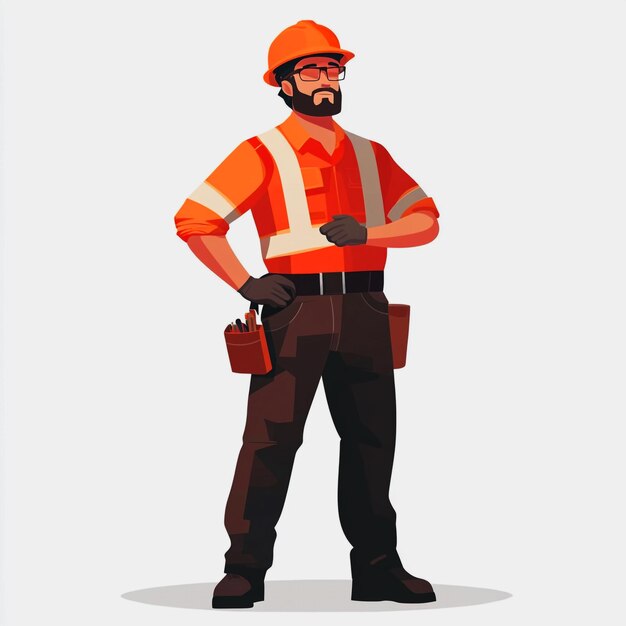 Photo a cartoon of a construction worker wearing a safety vest