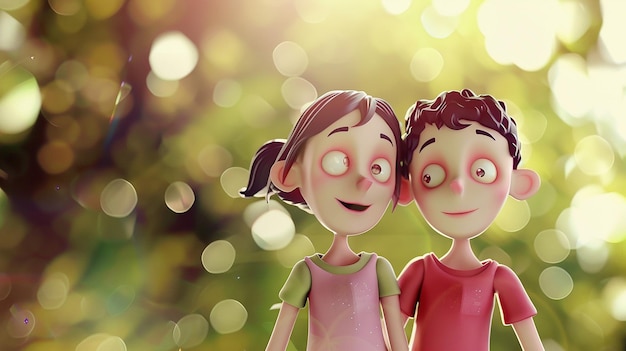 Photo a cartoon couple of kids for childrens kids book