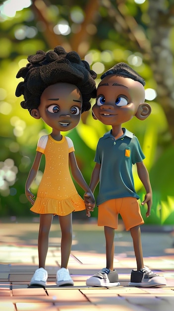 a cartoon couple of kids for childrens kids book