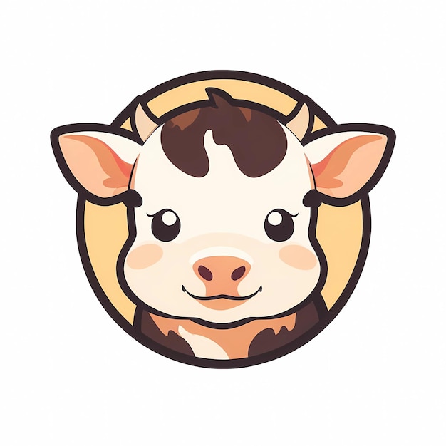 Cartoon cow face cute logo