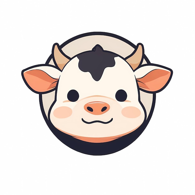 Cartoon cow face cute logo