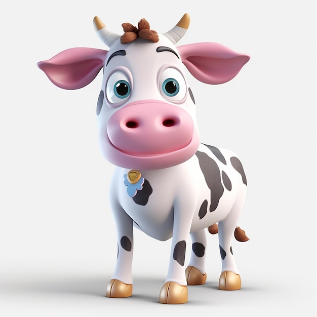 A cartoon cow with a tag that says'cow'on it