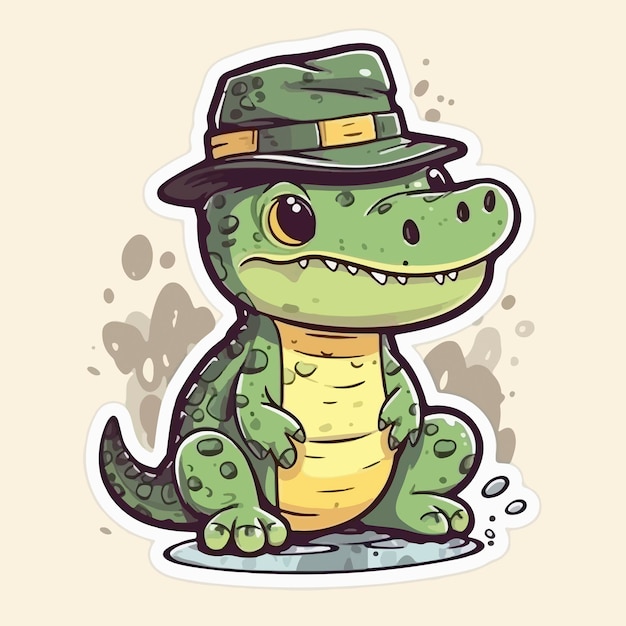 A cartoon crocodile with a hat on it.