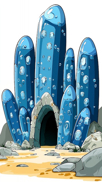 Cartoon Crystal Cave Entrance