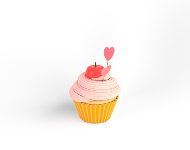 Cartoon Cup Cake Left Side In White Background