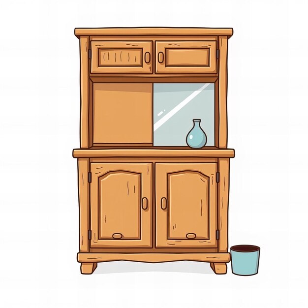 Photo a cartoon cupboard with a glass vase on top of it