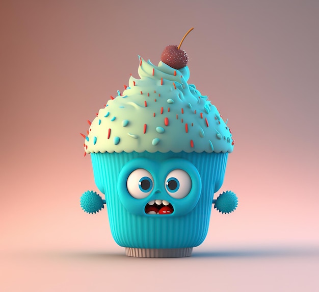 Cartoon cupcake character