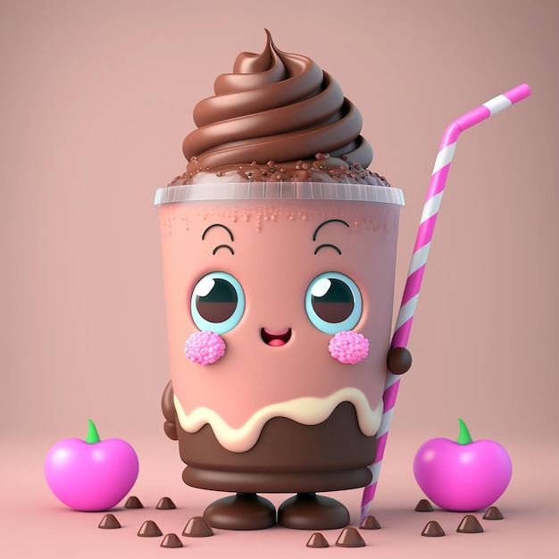 Cartoon Cute Chocolate Milkshake