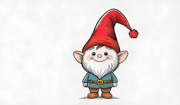 Photo a cartoon of a cute little elf with a hat on his head