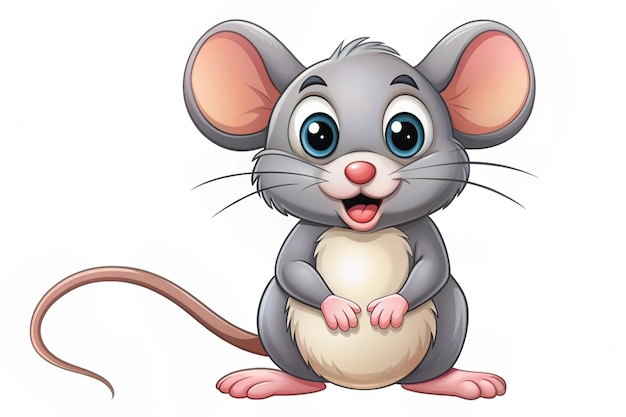 Cartoon cute mouse on white background