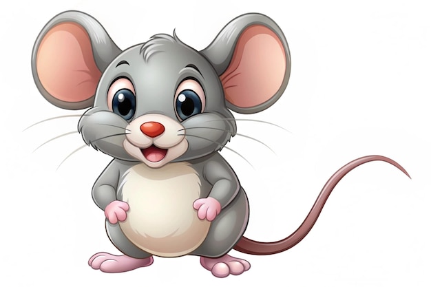 Photo cartoon cute mouse on white background