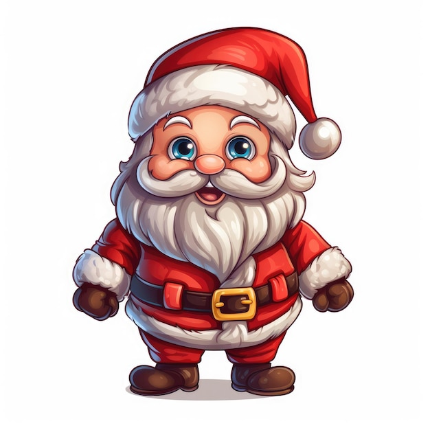 Cartoon cute santa claus in red suit for new year