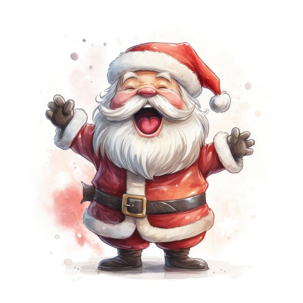 Cartoon cute santa claus in red suit for new year