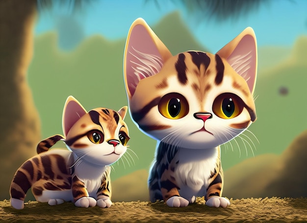 Cartoon cute wild animal Cat pictures wallpaper background illustratio