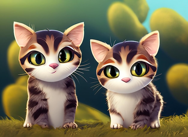 Cartoon cute wild animal Cat pictures wallpaper background illustratio