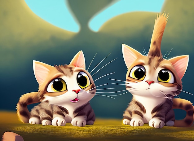 Photo cartoon cute wild animal cat pictures wallpaper background illustratio