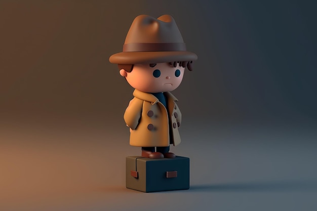 Cartoon detective with a briefcase Generative AI